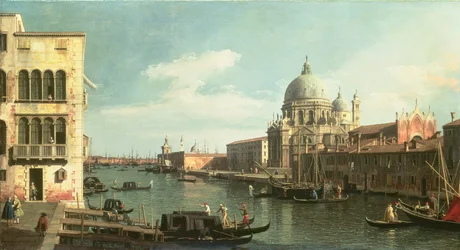 Blick auf den Canal Grande: Santa Maria della Salute und die Dogana vom Campo Santa Maria Zobenigo aus, frühe 1730er Jahre